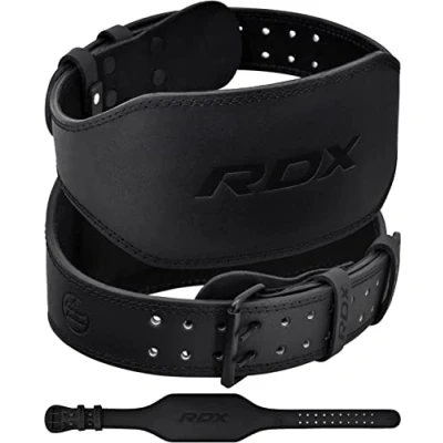 Imagen de RDX 4 6 Gimnasio Cinturón Levantamiento de Pesas, Cuero Soporte Lumbar Acolchado, 10 Agujeros Ajustable, Musculación Entrenamiento Peso Belt Halterofilia Powerlifting Fitness Gym Ejercicio, Hombre