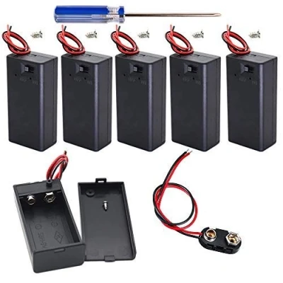 Imagen de GTIWUNG Caja de batería 9V Almacenamiento plástico con Interruptor Encendido/Apagado y Conector Clip la