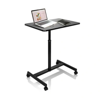 Imagen de hjh OFFICE 802111 Escritorio de Pie Móvil para Ordenador Portátil VM SU Negro, Mesa pie, Auxiliar, Soporte Laptop con Ruedas, Altura Regulable
