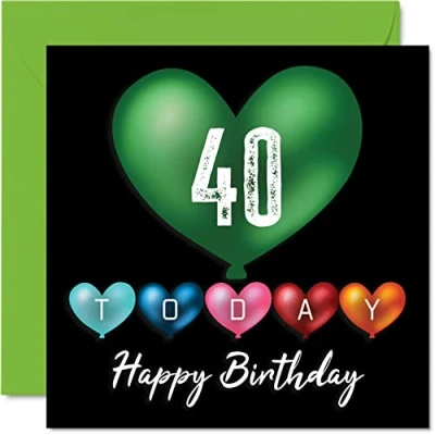 Imagen de Stuff4 Divertidas tarjetas de 40 cumpleaños para hombres y mujeres, globos corazón, tarjeta feliz papá, mamá, hermano, hermana, abuelo, abuela, tía, 145 mm x