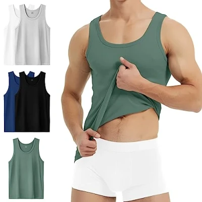 Imagen de YouShow Pack de 5 Multicolor Camiseta Tirantes Hombre Algodón 100% Basica Camisetas sin Mangas Gym XXL