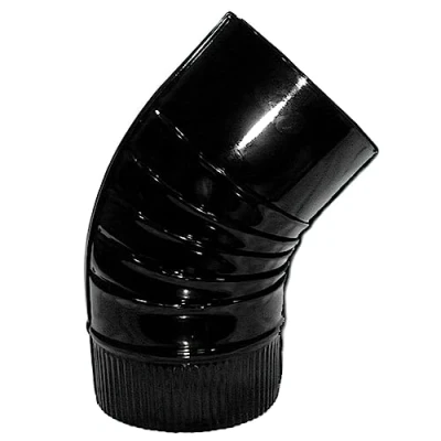 Imagen de WOLFPACK LINEA PROFESIONAL Codo Estufa Color Negro Vitrificado de 150 mm. 45.