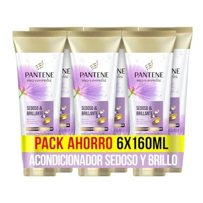 Imagen de Pantene Pro V Miracles Sedoso y Brillante Acondicionador Reparador con Biotina Keratina 160ml x6 Repara Seco, Dañado, Tratado o Mechas. Actúa como Hidratante Capilar