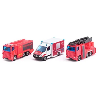 Imagen de siku 6326, Set de vehículos emergencia, Metal/plástico, Rojo/blanco, Juguetes combinables, Piezas móviles