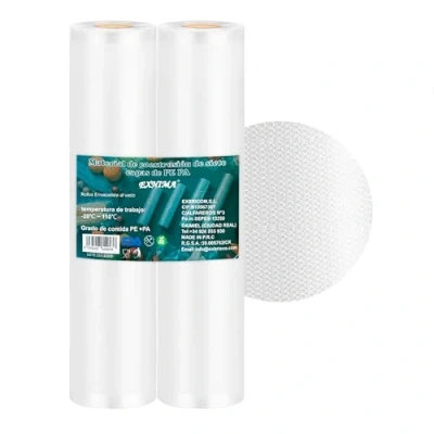 Imagen de EXNIMA, Rollos para Maquinas de Sellado al Vacío o Bolsas Envasar 2, 4, 6 u 8 und 20x300cm, Perfectas Conservación Alimentos, Utensilios Cocina