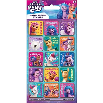 Imagen de My Little Pony Sparkly Subtítulos Adhesivos Producto oficial Reutilizables en superficies no porosas Niñas A partir de 3 años Perfecto para regalos cumpleaños, bolsas fiesta, artes y
