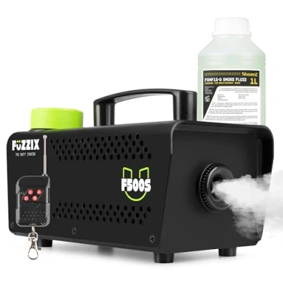 Imagen de Fuzzix F500S Máquina de humo 500W con control remoto, 50 m3/min, calentamiento rápido en 2,5 min, depósito 250 ml, incluye 1L líquido, ideal para fiestas, DJs y eventos
