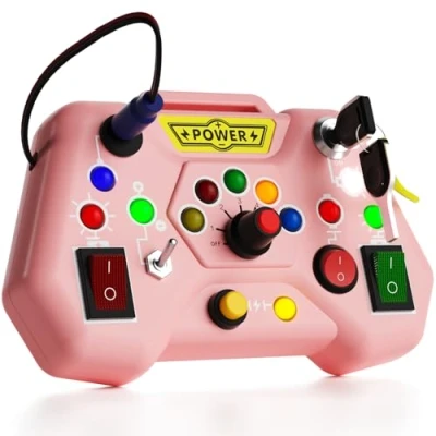 Imagen de Yitical Montessori Busy Board Juguetes para Niños 1 Año, Bebes con 8 Interruptores LED, Regalo Sensorial y Niñas 12 18 Meses 2 3 Años