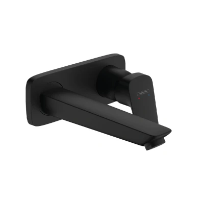Imagen de hansgrohe Logis Fine grifo lavabo empotrado con desagüe, monomando 19,5 cm, mezclador ahorro de agua (EcoSmart), negro mate, 71220670