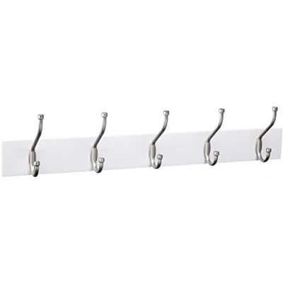 Imagen de Amazon Basics Rectángulo Perchero de Montaje en Pared, Blanco, 1 Unidad