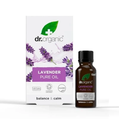 Imagen de Aceite Esencial de Lavanda Dr Organic, 100% Puro y Natural, Calma Equilibra, Ayuda para Dormir, Aromaterapia, Masajes, Vegano, Libre Crueldad, Sin Parabenos SLS, 10ml