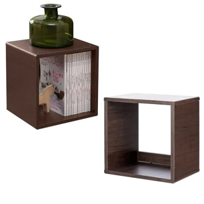 Imagen de Iris Ohyama, Biblioteca, Lote de 2 Muebles auxiliares, Estantes Almacenamiento extraíbles, Diseño, Moderno, Oficina, Dormitorio, Salón QR 34 Marrón