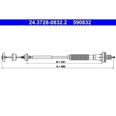 Imagen de ATE 24.3728 0832.2 Cable de Embrague con reajuste automático PEUGEOT: 206 Hatchback, SW norauto, oscaro, mister auto