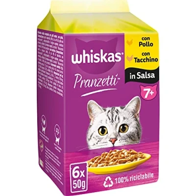 Imagen de Whiskas Comida húmeda para Gato, 12 Paquetes de 6 bolsitas x 50 g (72 Unidades en Total)
