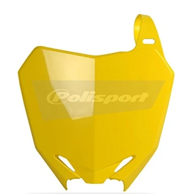 Imagen de POLISPORT 8659300001 Portanúmeros frontal réplica OEM fabricado en plástico brillante duradero y resistente compatible con motocicletas Suzuki color amarillo
