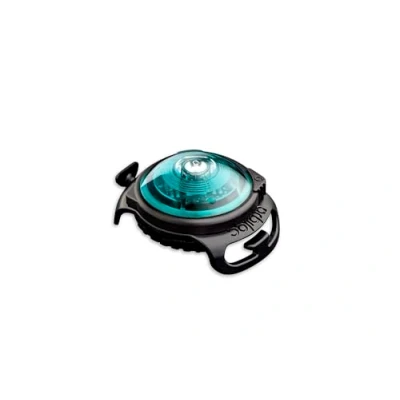 Imagen de Orbiloc Men Dog Luz LED de seguridad doble intermitente sólida alta visibilidad, duradera, resistente al agua, a los impactos, se fija arneses y collares, turquesa, talla