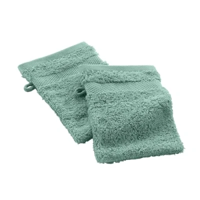 Imagen de douceur d&#039;intérieur Elegance 2 Guantes de baño (15 x 21 cm) Verde Claro, 100% algodón Liso
