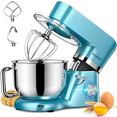 Imagen de Batidora Amasadora, POWWA Amasadora de Pan Repostería 1500W, 6 Velocidades con Pulso, Potente y Bajo Ruido, Robot Cocina Amasador Multifuncional, Bol Acero Inoxidable 6.2 L Capacidad Azul