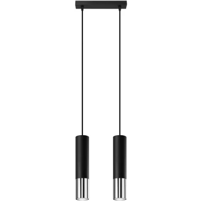 Imagen de SOLLUX lighting Loopez Lámpara Colgante De Techo Con Foco 3L, Pantalla Cilíndrica + Combinación 2 Metales, Bombilla GU10 Reemplazable, 3x40 W, Acer