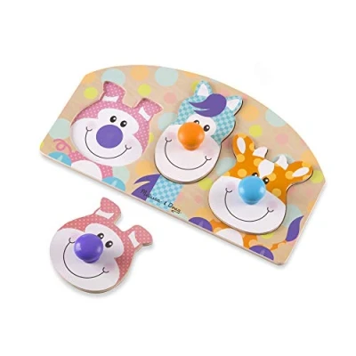Imagen de Melissa &amp; Doug First Play Puzzle con Asas de Madera Animales Granja, Multicolor, pequeño (13440)