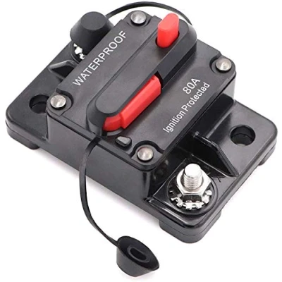 Imagen de Disyuntor de Audio para Coche,DC 12 48V en Línea del Coche,Disyuntor Reinicio Manual,Disyuntor Impermeable,Disyuntor Portafusibles Bloque Fusibles Coche Barco Auto(80A)