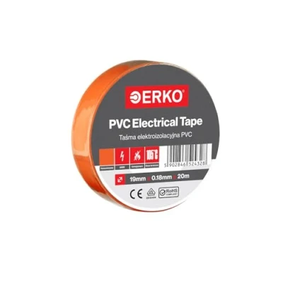 Imagen de ERKO Cinta aislante Naranja PVC 19mm x 20m Reparación de conductos eléctricos, Alta flexibilidad con fuerte adhesión, Resistente a productos químicos, Cloruro Polivinilo