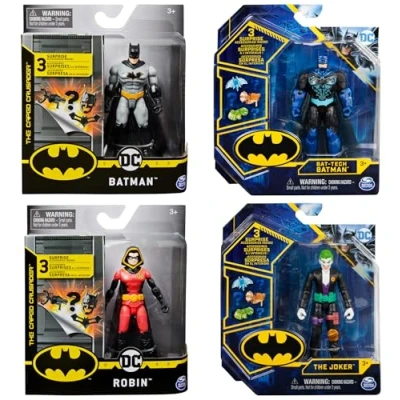 Imagen de Batman FIGURAS BAT TECH 10 cm DC COMICS Muñecos Articulados de con 3 Accesorios 6055946 Juguete Niños años + / Modelo Aleatorio (+ 12 Modelos Coleccionables)