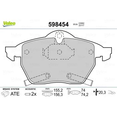 Imagen de VALEO 598454 Juego de pastillas freno Eje delantero con contacto avisador desgaste sin chapa antichirridos OPEL: Zafira A, Corsa C Hatchback