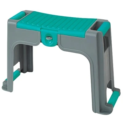 Imagen de Greenmill GR6994 Taburete de jardín 3 en 1 con compartimento para piezas pequeñas cerradura, rodilleras, banco trabajo, rodillas, caja herramientas plástico