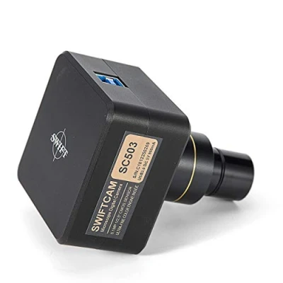 Imagen de Swiftcam Cámara de 5 megapíxeles para microscopios, con Lente reducción, Kit calibración, adaptadores Eyetube y Cable USB 3.0, Compatible Windows/Mac/Linux