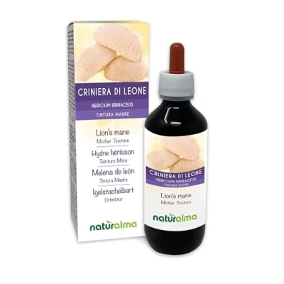Imagen de Melena de león o Seta erizo (Hericium erinaceus) hongo Tintura Madre sin alcohol Naturalma Extracto líquido gotas 200 ml Complemento alimenticio Vegano