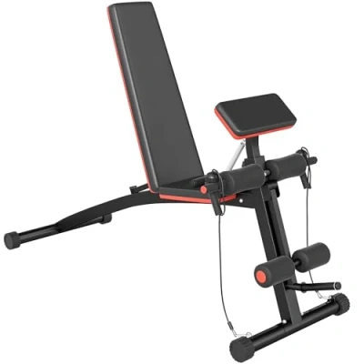Imagen de Homcom Banco de Mancuerna Plegable Inclinable Pesas Musculación Multifuncional para Entrenamiento Completo Máquina Fitness Gimnasio Hogar