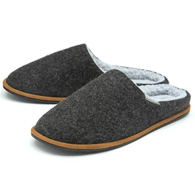 Imagen de Dunlop Pantuflas sin cordones para hombre, forro de piel sintética, espuma viscoelástica, tallas 8 13, Gris oscuro, 42 EU