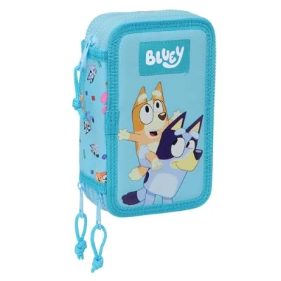 Imagen de Safta BLUEY Estuche Escolar con 36 Útiles Incluidos, Infantil, Niño, Ideal para Niños de 5 a 14 Años, Cómodo y Versátil, Calidad Resistencia, 12.5x5.5x19.5 cm, Color Celeste
