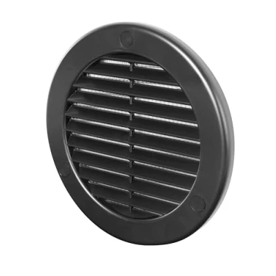 Imagen de Awenta Cubierta de rejilla ventilación plástico 100 mm, color negro con mosquitera insectos, cubiertas agujeros tornillo para un mejor aspecto