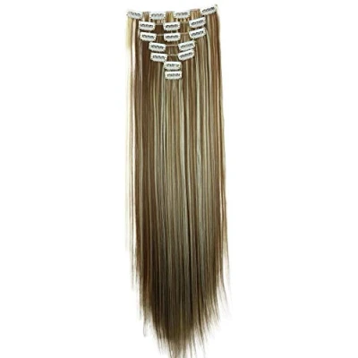 Imagen de CAISHA XL 60cm 7 Piezas Set CLIP IN EXTENSIONS Extensión De Cabello Postizo Liso Mezcla Rubio Castaño CE19