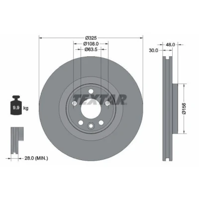 Imagen de TEXTAR 92348805 Disco de freno LAND ROVER: Range Rover Velar