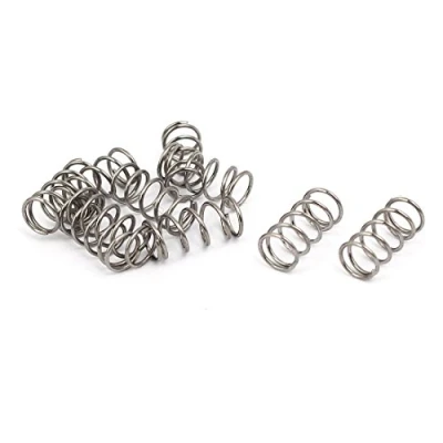 Imagen de sourcing map 0,5mm x 5mm 10mm 304 Inoxidable Acero Compresión Resorte Plateado Tono 10Uds
