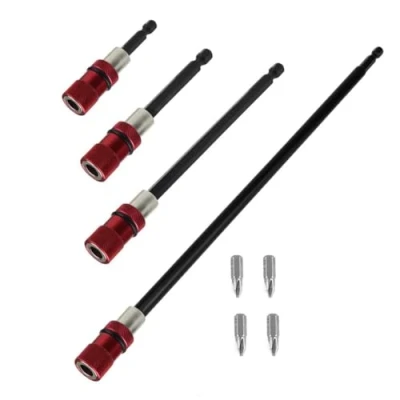 Imagen de NISHZHU Soporte para Brocas Extensión Taladro, 4 Piezas, Destornillador Taladro 12 Pulgadas, Adaptador Portabrocas, Hexagonales 1/4 Pulgadas