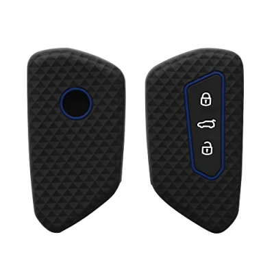 Imagen de kwmobile Funda Compatible con VW Golf 8 Llave de Coche 3 Botones Carcasa Protectora Silicona para Case en Negro/Azul