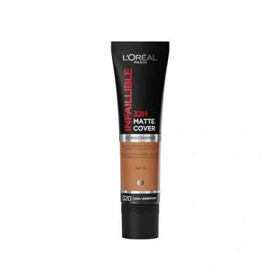 Imagen de L&#039;Oréal Paris Base De maquillaje mate alta cobertura, Resistente al agua larga duración Ligera y matificante SPF 25 Infaillible 32H Matte Cover Tono: 320 Rosa 30 ml