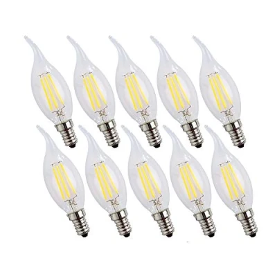 Imagen de ENGEYA bombilla LED E14 de 4 W, 400 lm, 6500 K, blanco frío, equivalente a bombillas incandescentes 40 transparente rosca Edison pequeña, no regulable, paquete 10