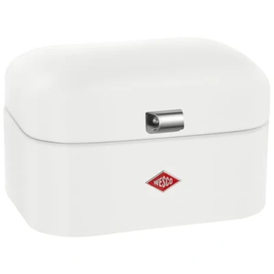 Imagen de WESCO Panera Single Grandy en color blanco mate, chapa de acero pulverizada, orificios ventilación y mango estable