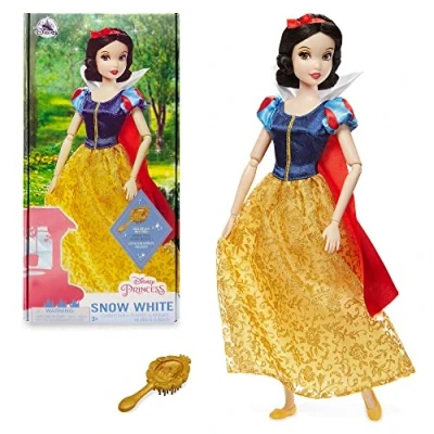Imagen de Disney Store muñeca clásica de Blancanieves, Blancanieves y los Siete Enanitos, Altura: 29 cm, Incluye un Cepillo con Detalles labrados, Completamente articulada, para Mayores 3 años