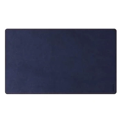 Imagen de RHODIA 194245C Almohadilla de escritorio suave azul medianoche Tamaño S (60x35 cm) Cuero sintético Costuras sillín naranjas Organización oficina y almacenamiento diseñador