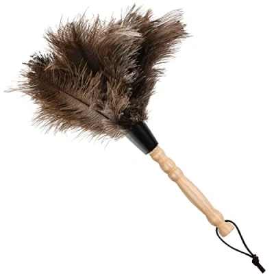 Imagen de Plumero de Plumas Avestruz, Avestruz Premium Antiestático con Mango Madera, Herramientas Limpieza Lavables para Hogar Limpieza, 12.6&quot; (32cm)
