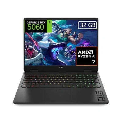 Imagen de HP OMEN 16 ap0018ns Ordenador portátil Gaming 16&quot; 2K AMD Ryzen AI 7 350, 32GB RAM, 1TB SSD, NVIDIA RTX 5060, FreeDos Negro Teclado QWERTY Español