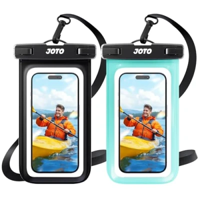 Imagen de JOTO 2 uds. Bolsa Estanca Móvil Universal, Funda Impermeable para iPhone 16/15/14/13/12 Mini/Pro/Pro MAX/11/XS/XR/8 Plus/7 Plus, Galaxy Note10+/S20 Ultra/S20+/S10e hasta 7&quot; Negro/Verde