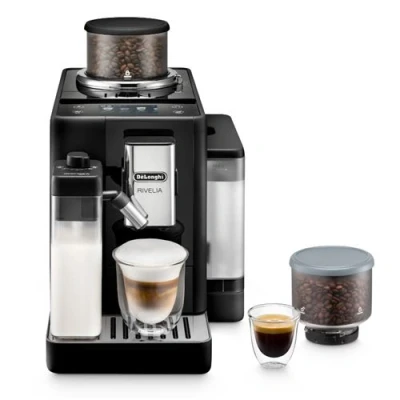 Imagen de Cafetera superautomática De&#039;Longhi Rivelia EXAM440.55.B, Molinillo integrado, LatteCremaHot, Depósito leche, Táctil, 16 recetas, 19bar, 1450W, Negro
