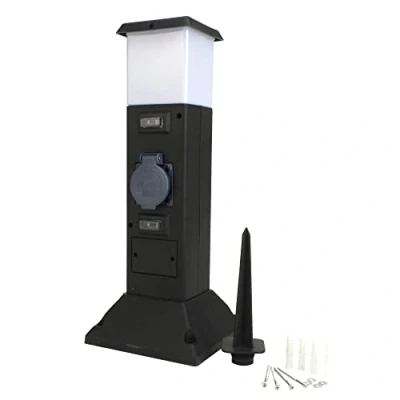 Imagen de Unitec Enchufe Distribuidor como plástico Columna 2 aumentos, con lámpara, IP44